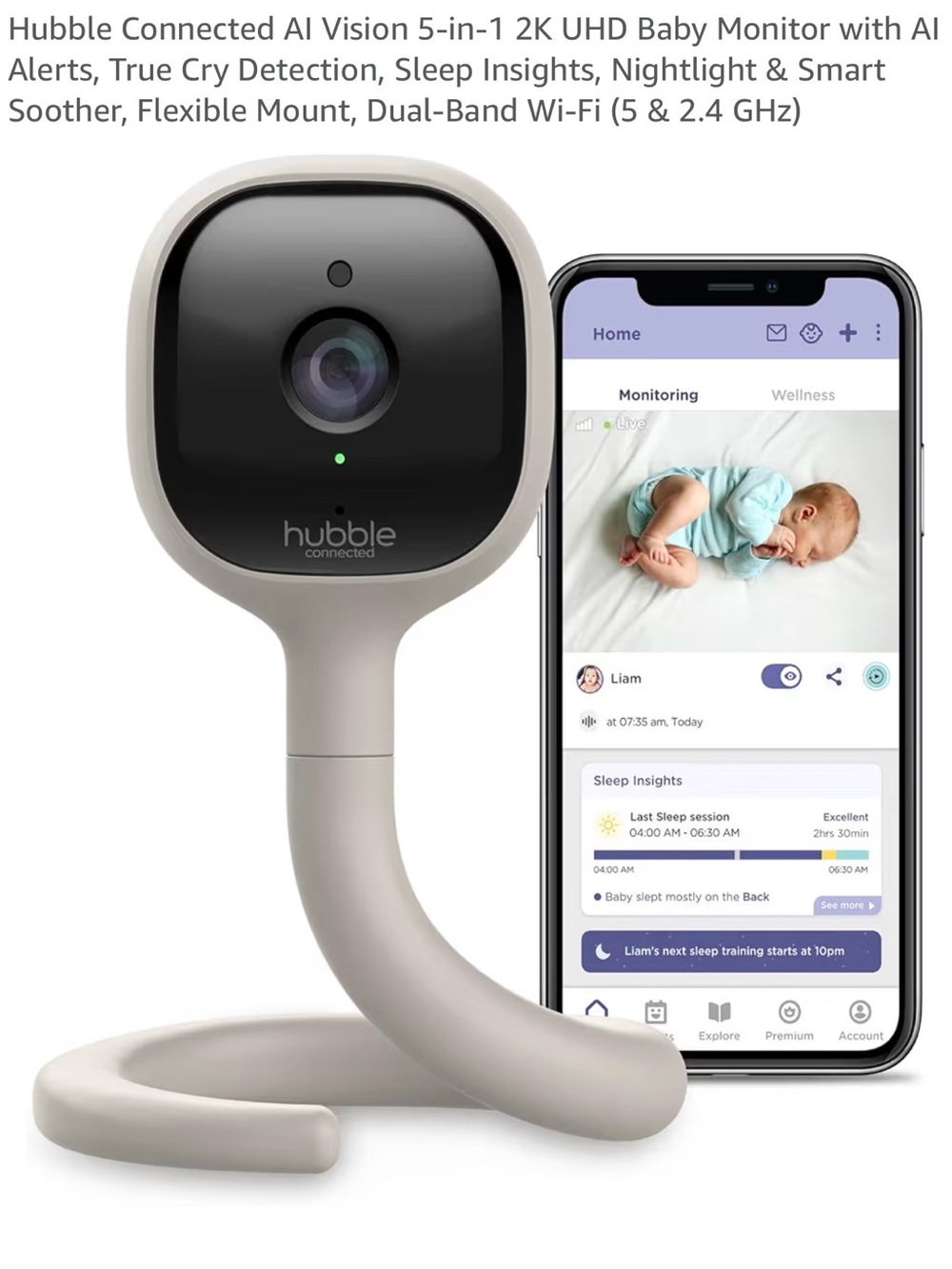 Hubble Connected AI Vision 2K UHD Baby Monitor
